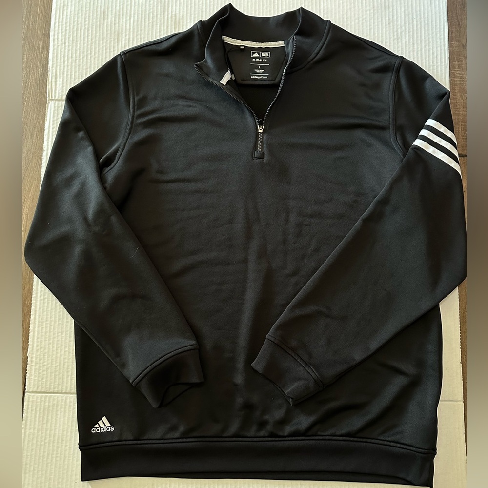 Adidas Mens Black Quarter-Zip Pullover